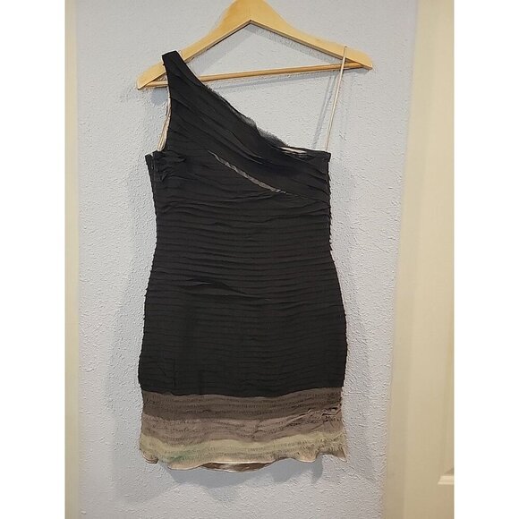 Jovani Women's Mini Dress Layered Silk One Shoulder Formal Black Size‎ 10 - Picture 6 of 6